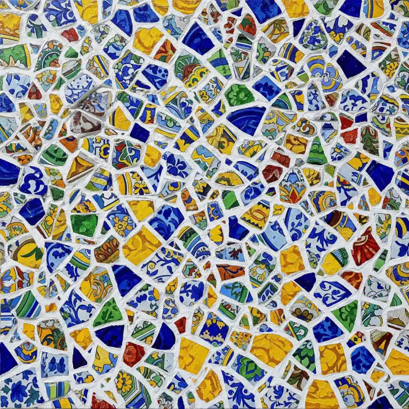 Tranh mosaic nền gạch vỡ nhiều màu sắc