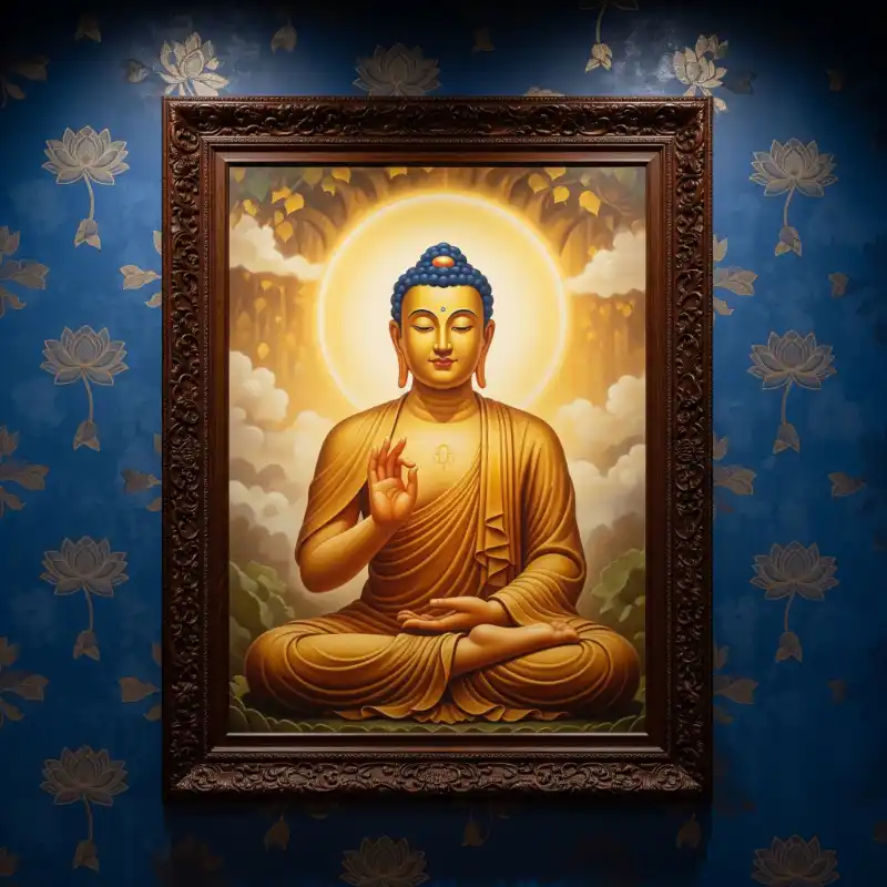 Tranh thờ đức Phật Thích Ca ngồi thiền