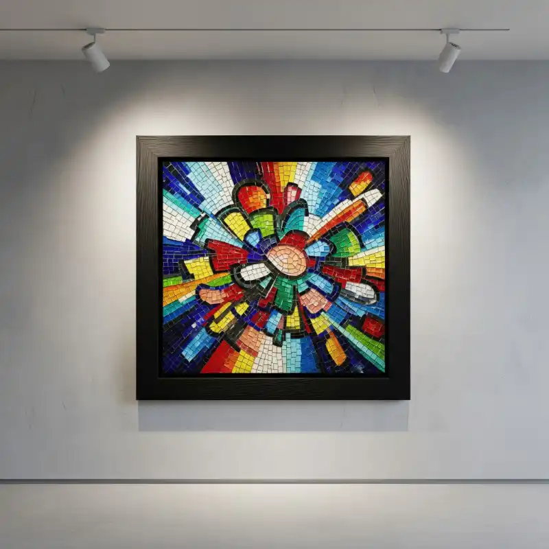 Tranh mosaic tác phẩm trừu tượng, sắc màu rực rỡ