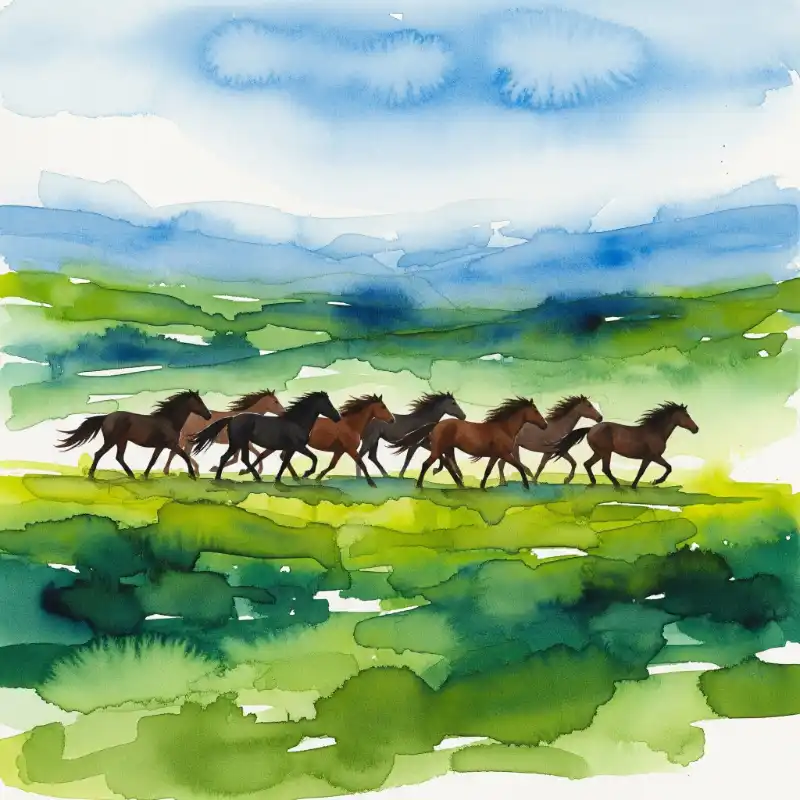 Ý nghĩa tranh Mã Đáo Thành Công cách treo thu hút tài lộc 41 Tranh Mã Đáo Thành Công ngựa phi trên đồng cỏ xanh