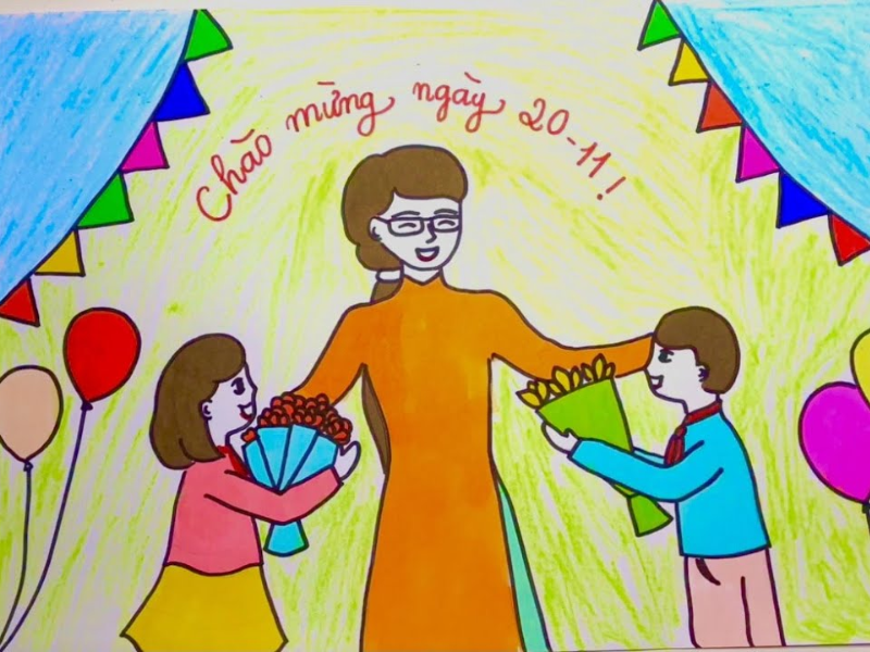Tranh vẽ 20/11 trong giáo dục