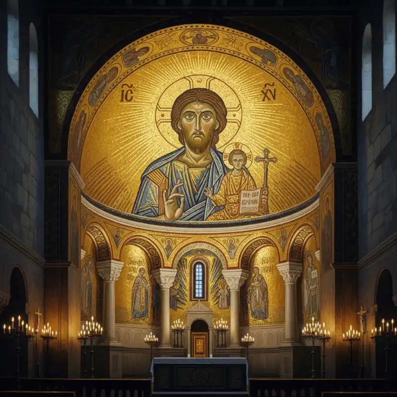 Tranh mosaic bàn thờ nhà thờ, Chúa vàng