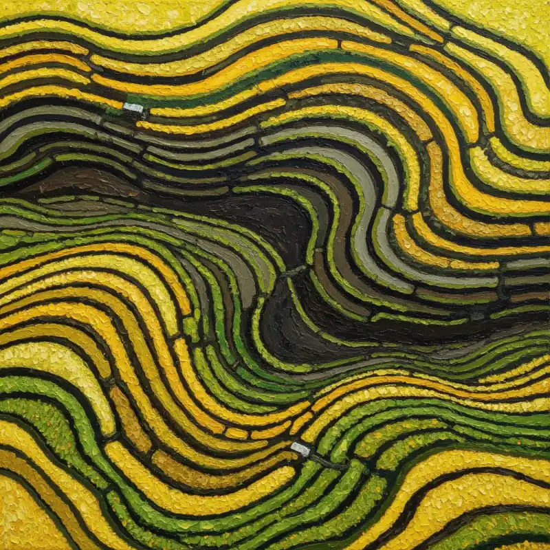 98+ Tranh ruộng bậc thang mùa lúa chín - Ý nghĩa phong thủy 49 Tranh ruộng bậc thang mùa lúa chín họa tiết ruộng bậc thang trừu tượng