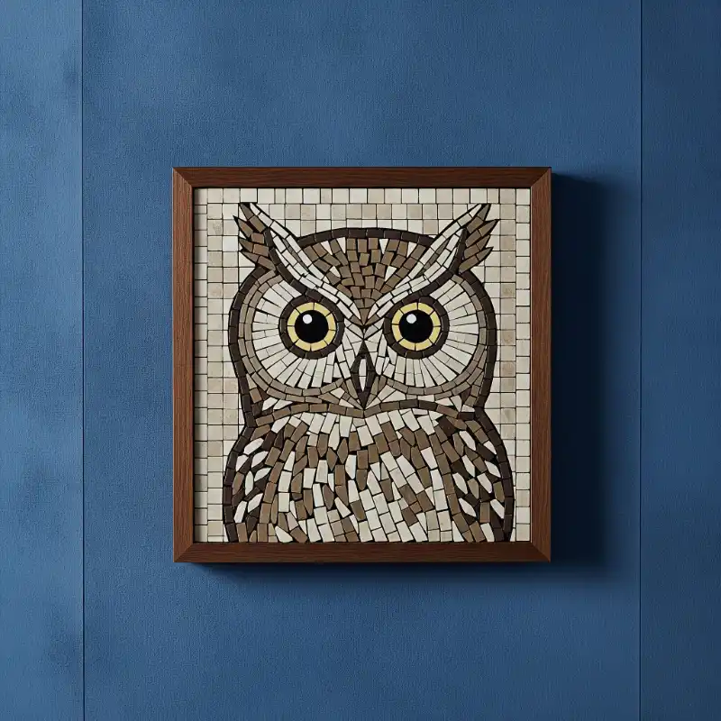 Tranh mosaic chân dung cú mèo độc đáo