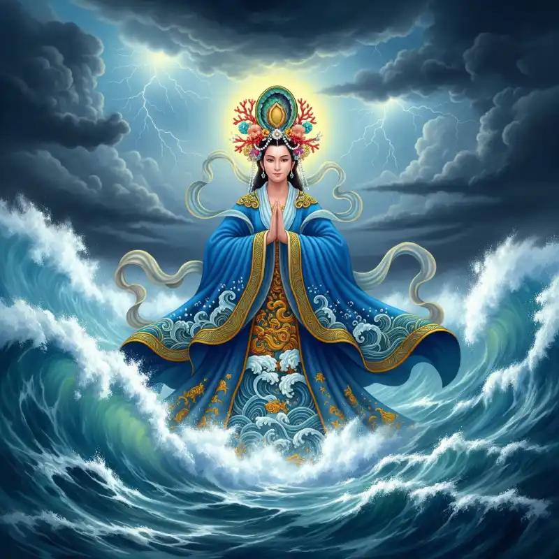 Tranh thờ nữ thần sóng biển, mây giông