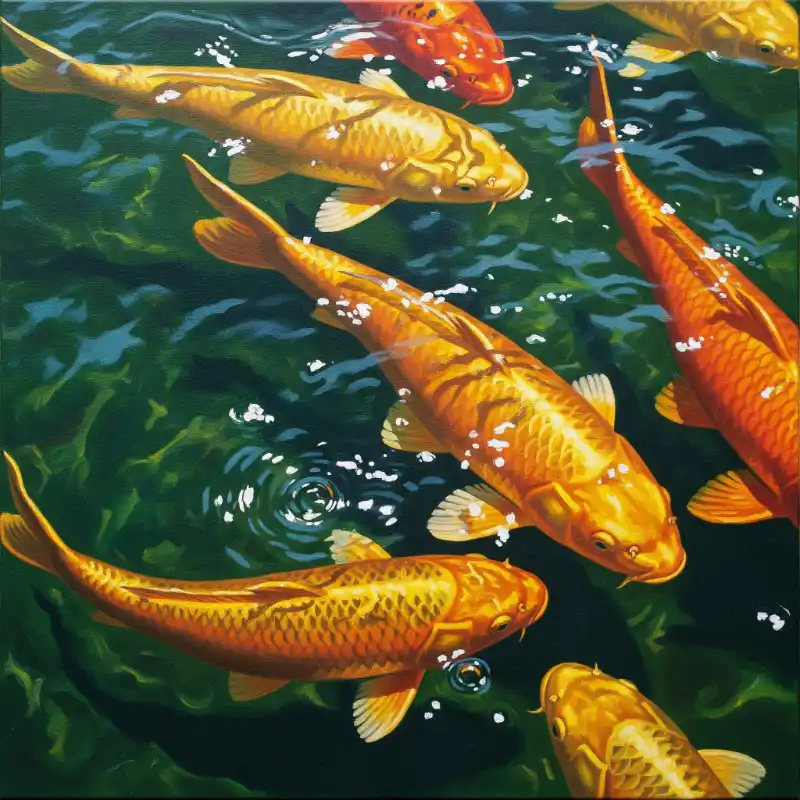 Tranh Cá Chép cửu ngư quẫy nước