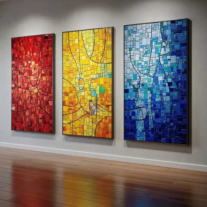 Tranh mosaic ba bức trừu tượng màu sắc