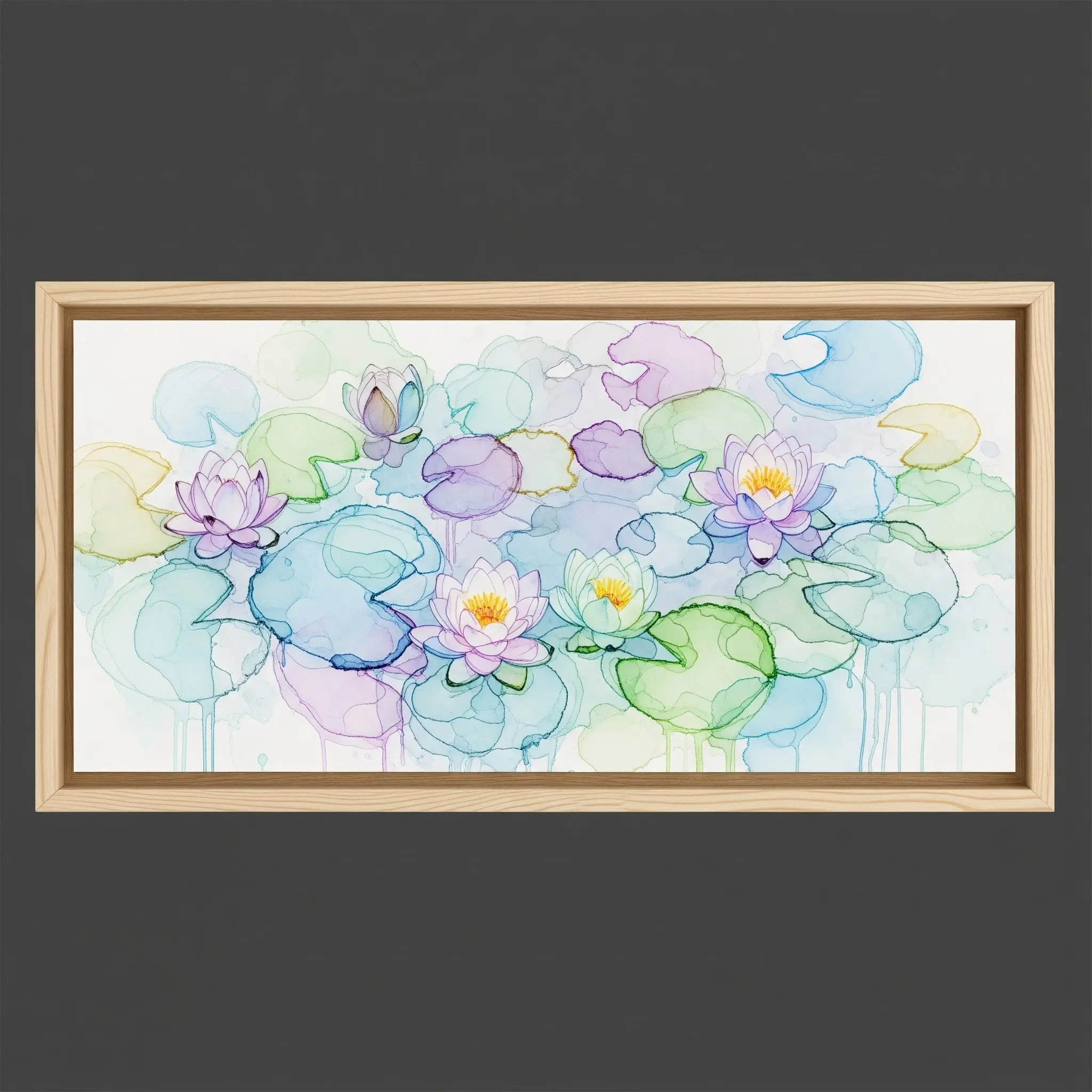 24. Tranh hoa Súng hoa súng, lá cây màu nước mơ màng.