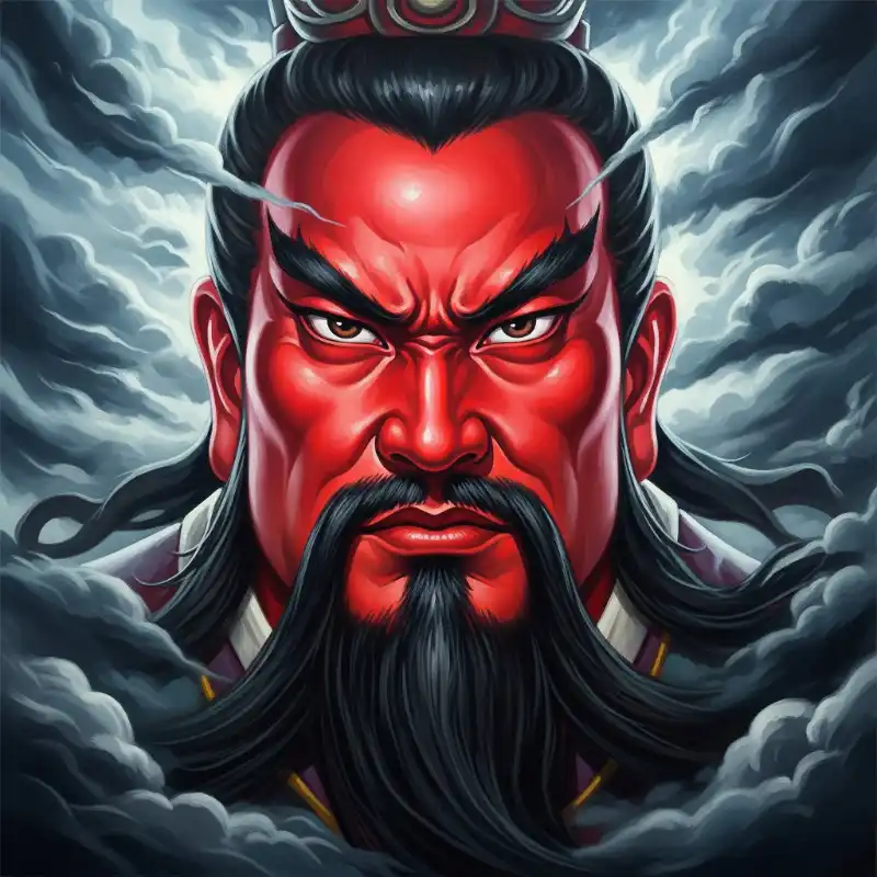 Tranh thờ quan Vũ mặt đỏ râu dài