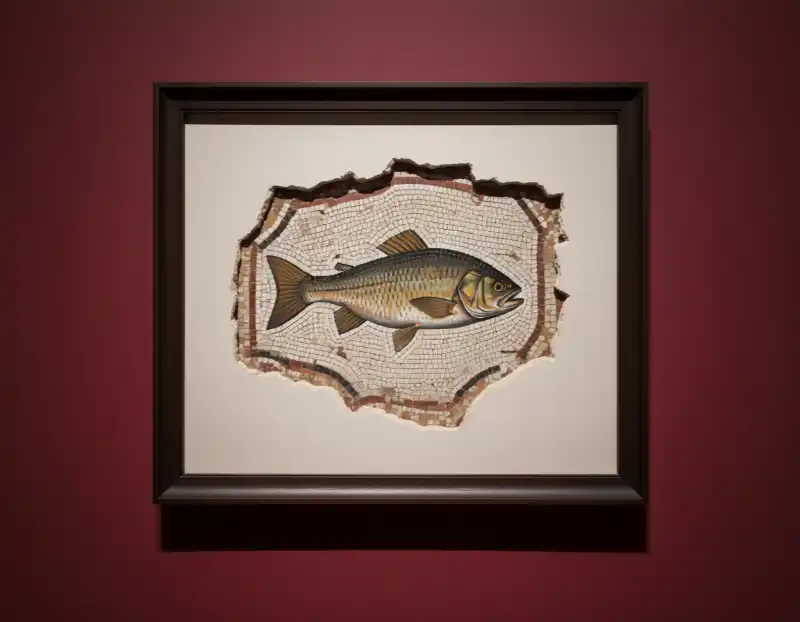 Tranh mosaic cá cổ điển trong khung tranh