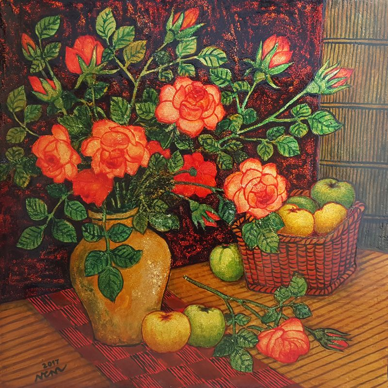 Tranh hoa hồng tĩnh vật