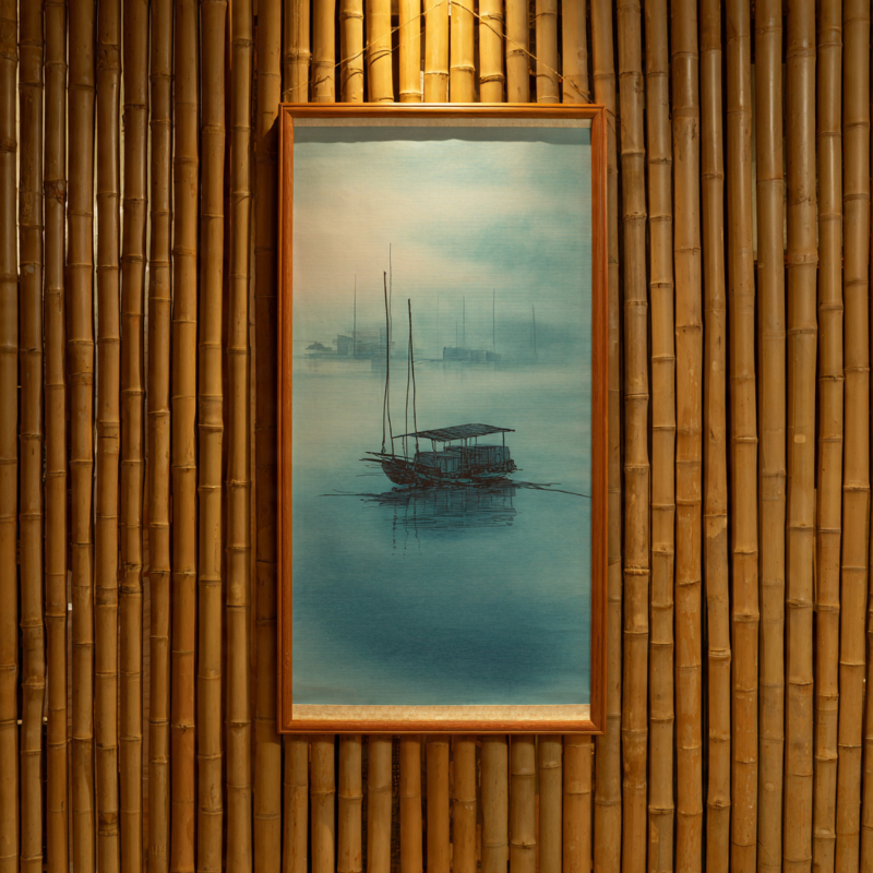 Tranh thuận buồm xuôi gió thuyền Việt giữa làn sương