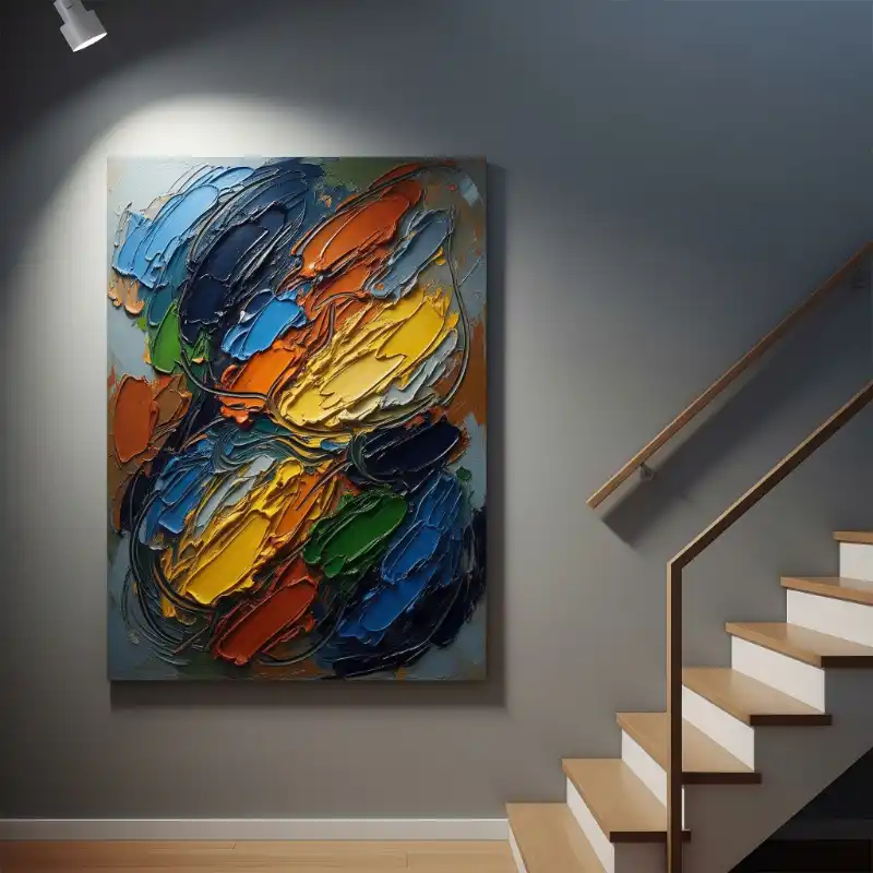 Tranh treo cầu thang bức họa sống động bên cầu thang