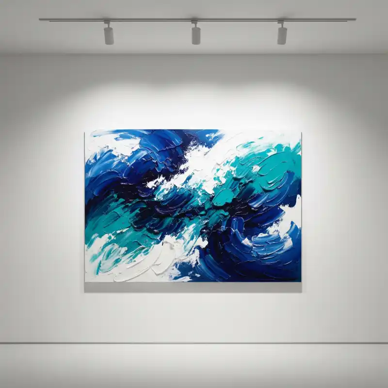 Tranh biển trừu tượng mô phỏng năng lượng sóng biển.