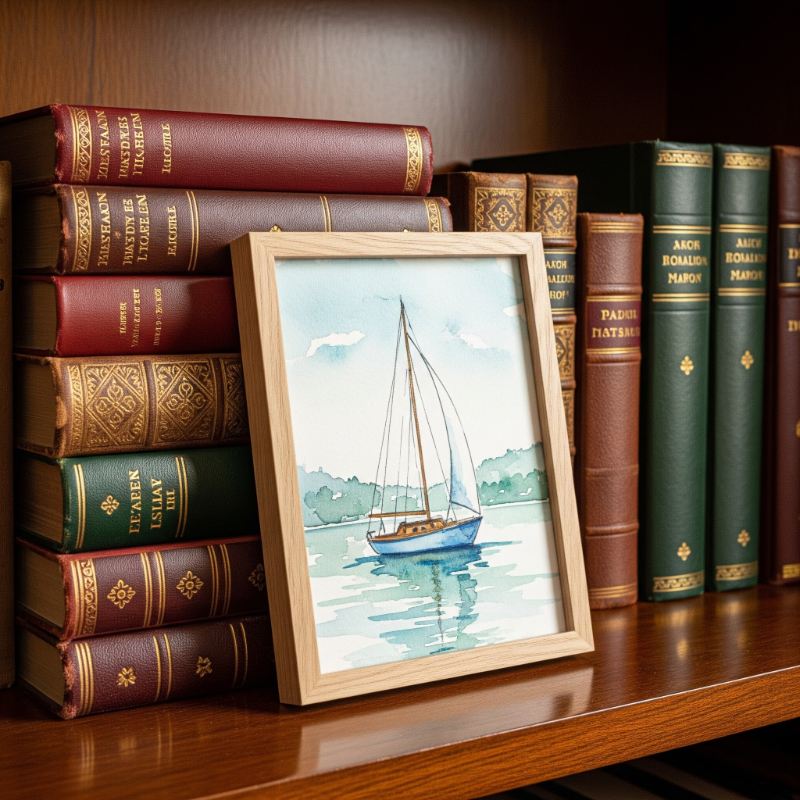 Tranh thuận buồm xuôi gió tranh thuyền buồm đơn giản trên kệ