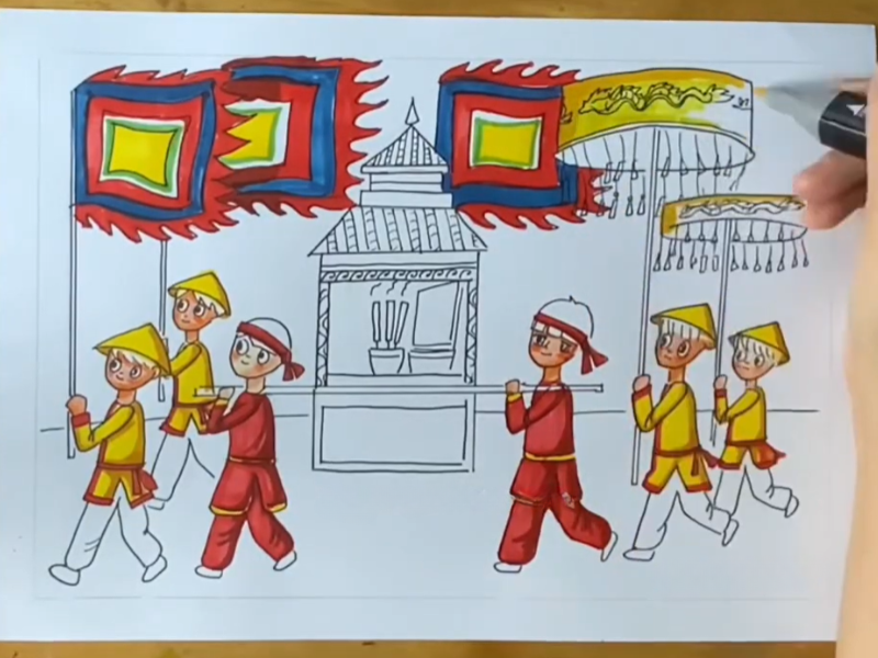 Tô màu nền và các chi tiết trong tranh