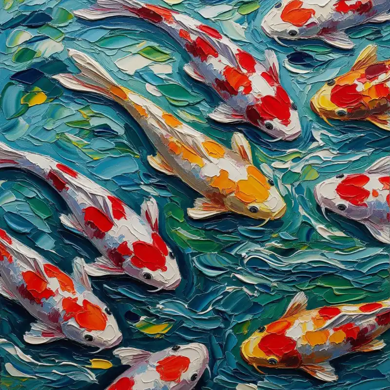 Tranh Cá Chép bầy Cá Chép rực rỡ dưới nước