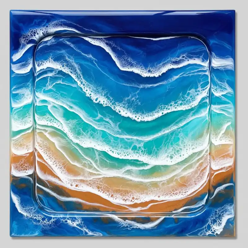 Tranh biển impasto sơn dầu dày tả sóng bạc đầu.