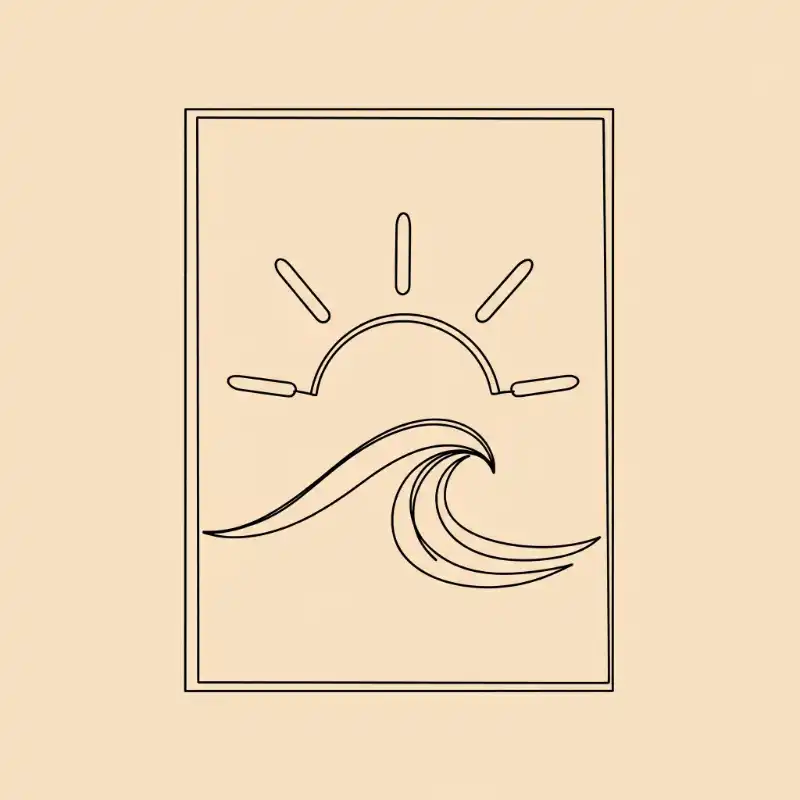 Tranh biển phong cách Art Deco với màu sắc rực rỡ.