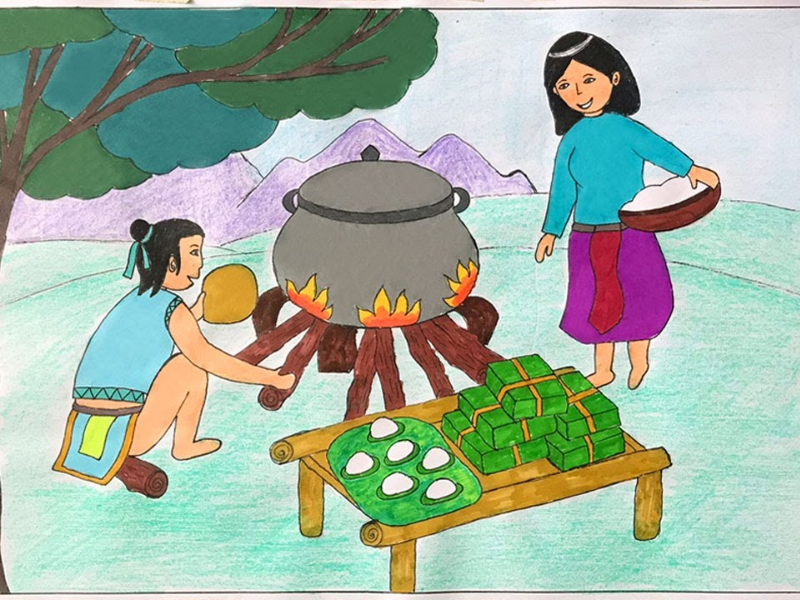Tranh vẽ chào mừng ngày giỗ tổ Hùng Vương