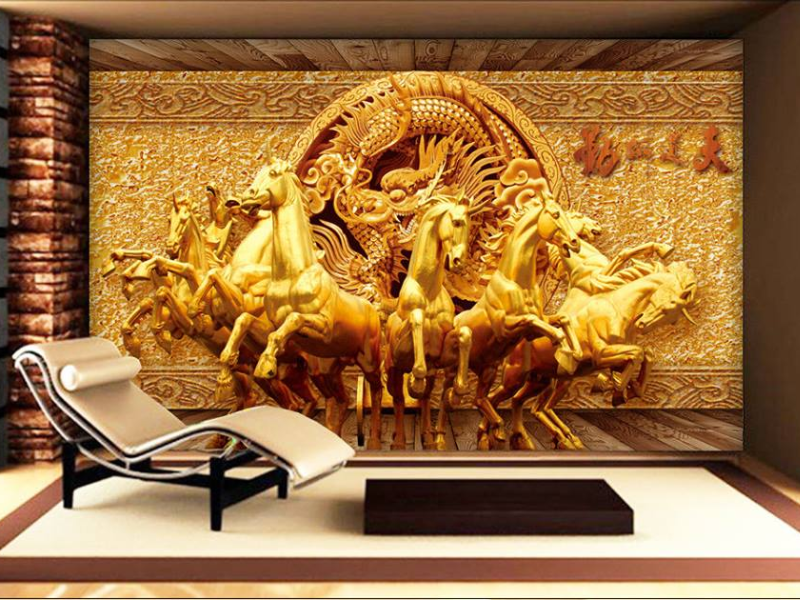 Tranh Mã Đáo Thành Công 3D làm từ vàng 24k
