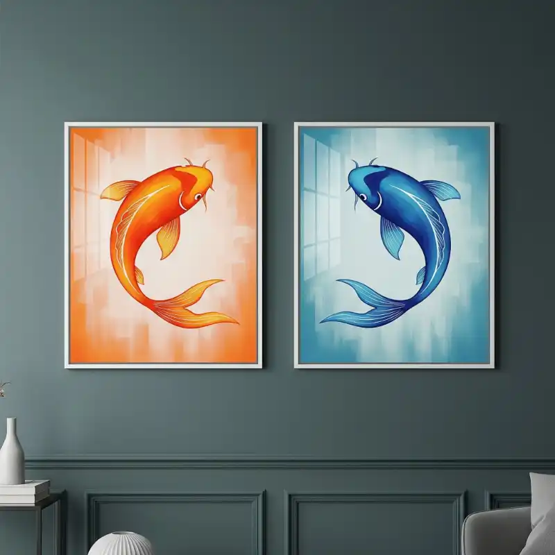 Tranh Cá Chép cặp Cá Chép phong cách hiện đại