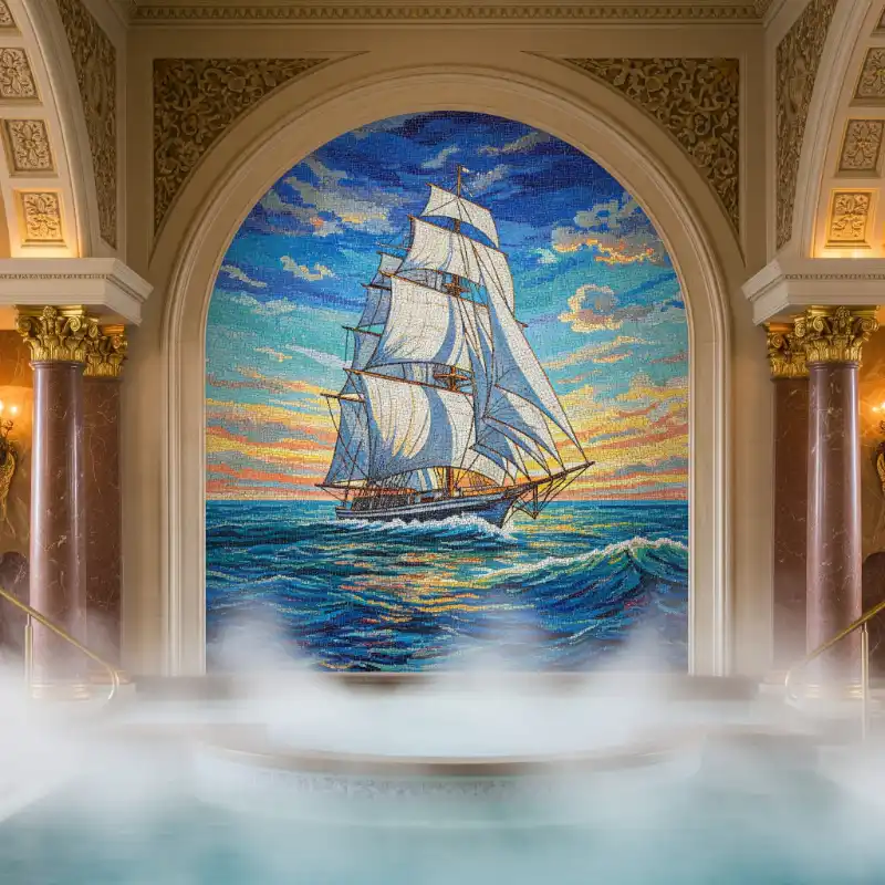 Tranh Thuận Buồm Xuôi Gió tranh khảm thuyền buồm lớn ra khơi