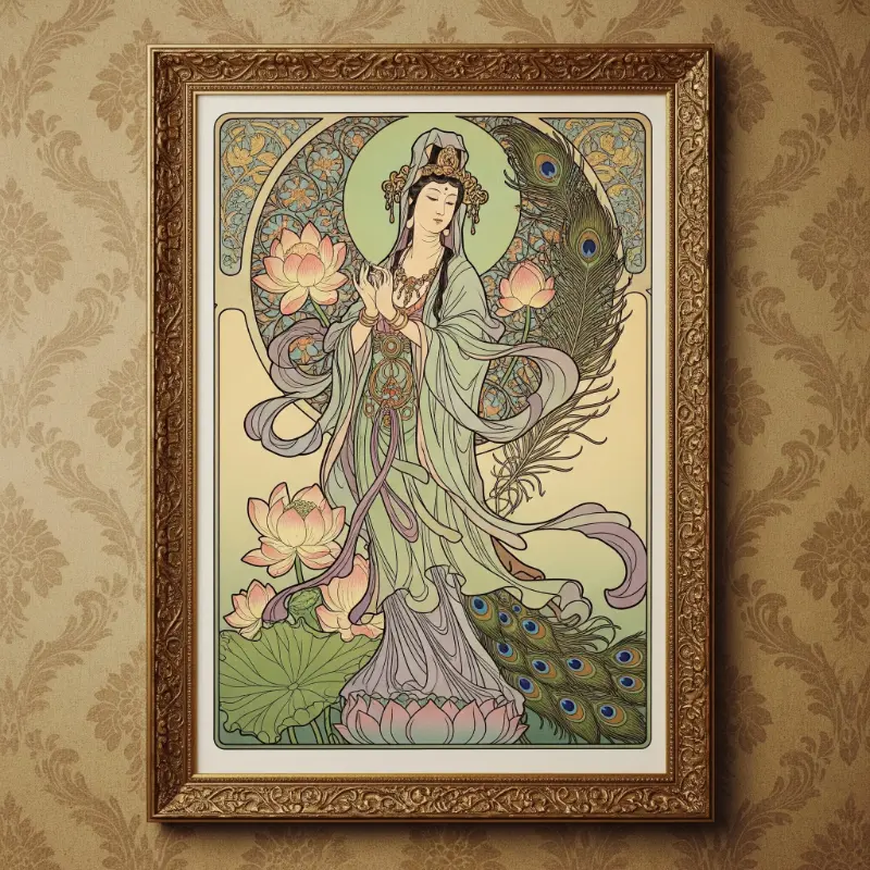 71. Tranh Phật hình tượng Quan Âm Art Nouveau