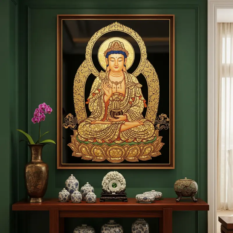 78. Tranh Phật kim Phật tọa đài sen.