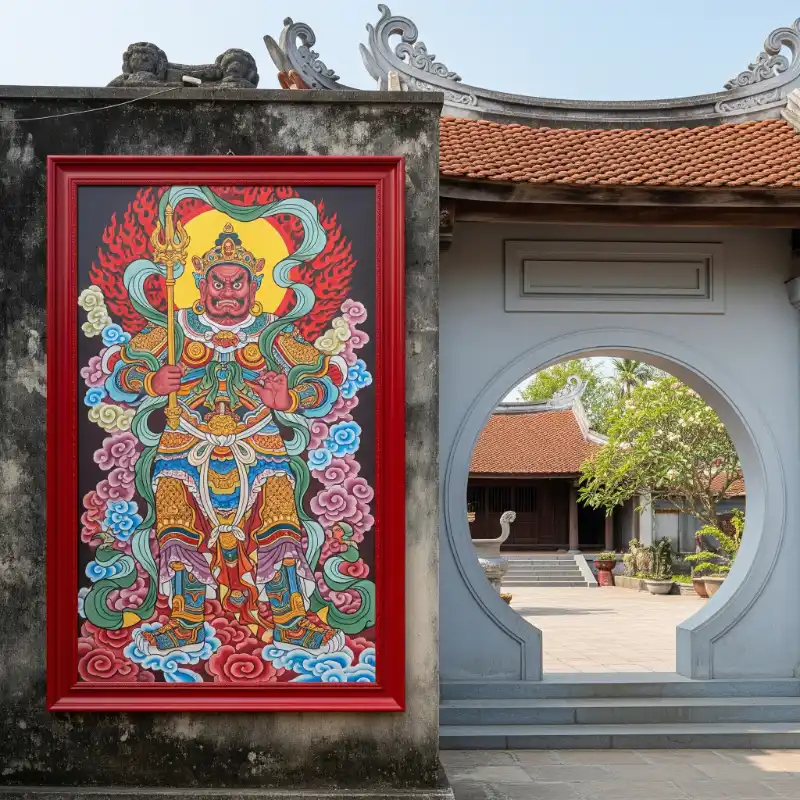 Tranh thờ kim Cương Hộ Pháp ở cổng chùa.