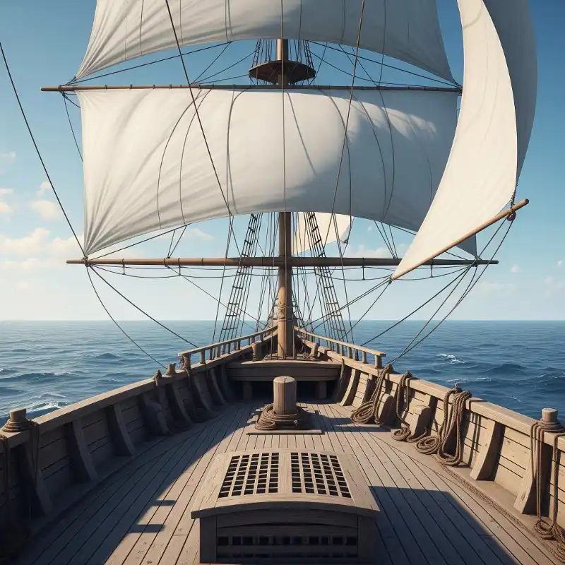 Tranh Thuận Buồm Xuôi Gió boong thuyền buồm lớn ra khơi