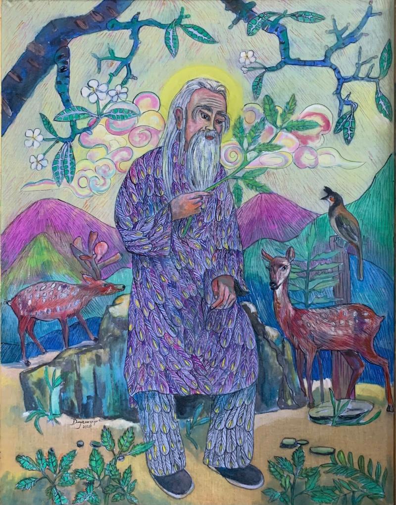 Tranh của họa sĩ Dương Xuân Quyền sở hữu phong cách đương đại vào văn hóa cổ xưa