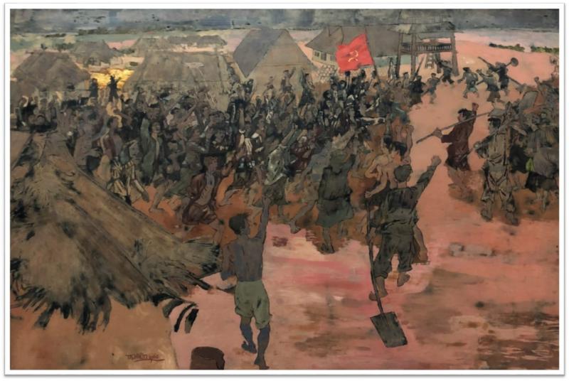 Bức "Nông dân đấu tranh chống thuế" (1956) của Nguyễn Tư Nghiêm, thể hiện sự đổi mới táo bạo trong mỹ thuật Việt