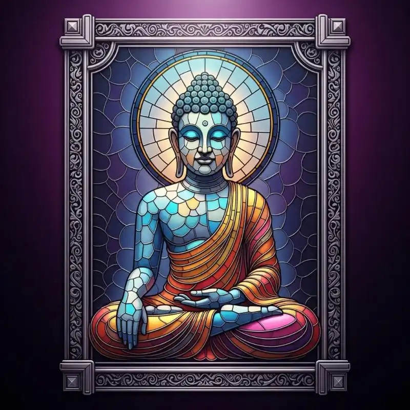 Tranh Phật 44. Tranh Phật theo phong cách kính màu nhà thờ.