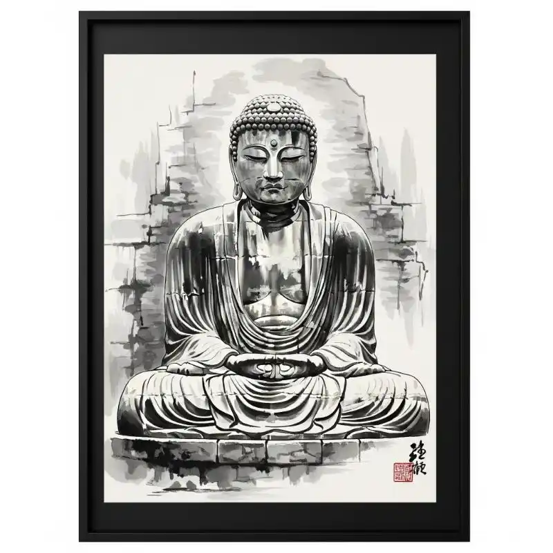 Tranh Phật 47. Tranh Phật vẽ tượng Phật bằng mực tàu.