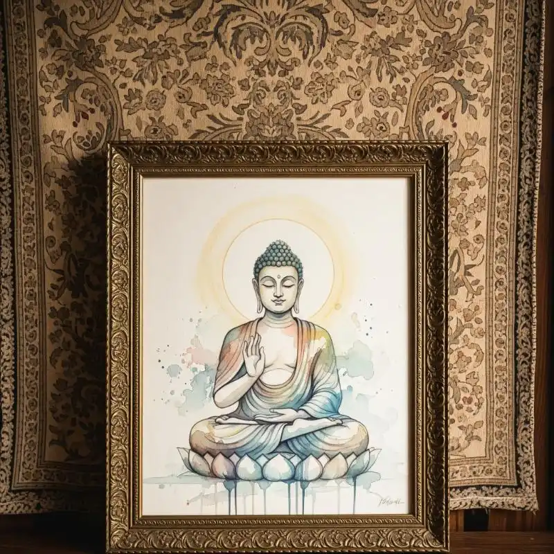 Tranh Phật 49. Tranh Phật màu nước nhẹ nhàng, thanh thoát.