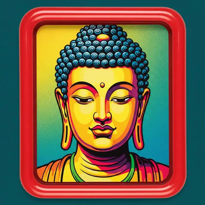 Tranh Phật 37. Tranh Phật theo phong cách pop-art rực rỡ, hiện đại.