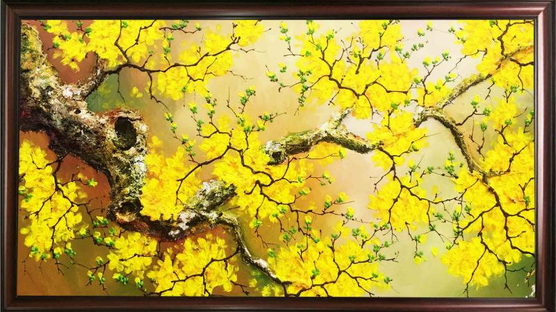 Tranh sơn dầu hoa mai mang vượng khí tốt giúp thu hút tài lộc