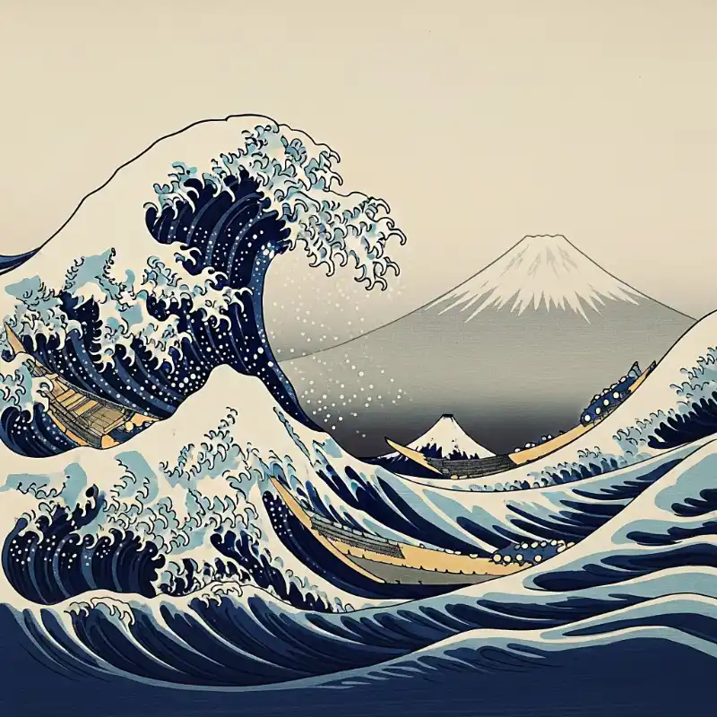 Tranh phong cảnh biển tác phẩm kinh điển 'Sóng Lừng Ngoài khơi Kanagawa' của Nhật Bản.