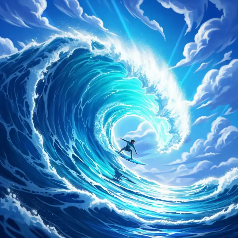 Tranh phong cảnh biển lướt sóng đầy năng lượng, chinh phục con sóng khổng lồ.