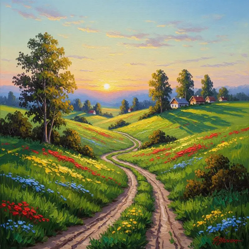 Tranh phong cảnh làng quê 1