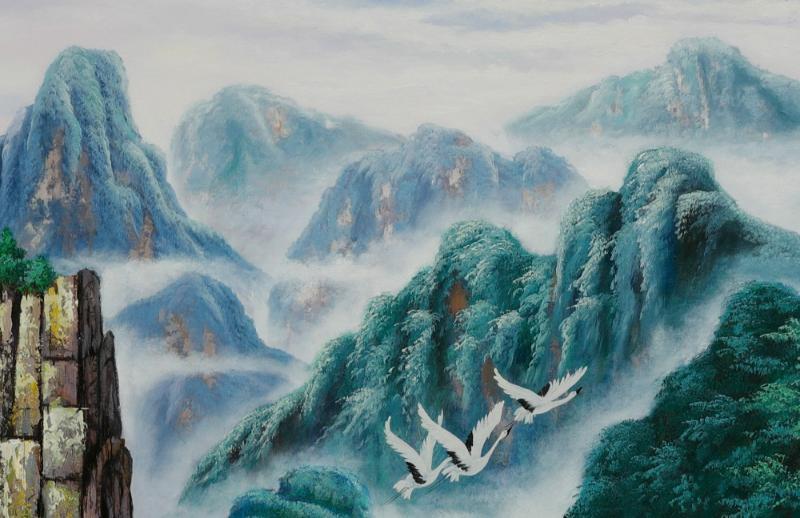 Tranh Sơn Thủy Hữu Tình  mang ý nghĩa phong thủy sâu sắc về tài lộc, sức khỏe và bình an