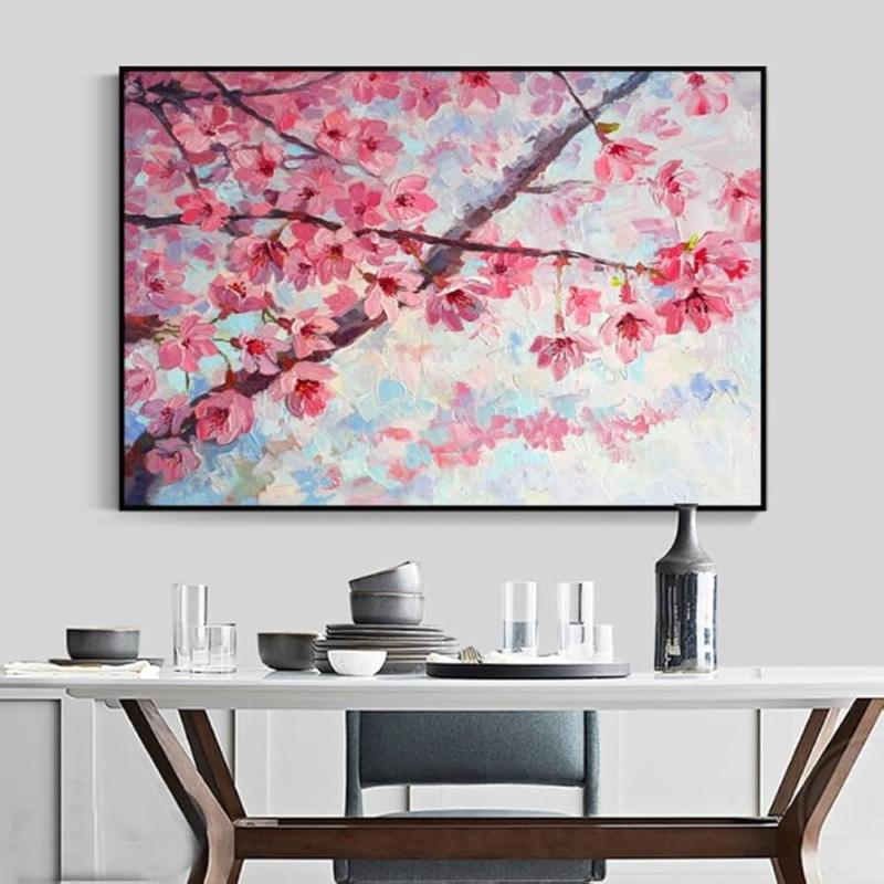 Tranh hoa đào phòng làm việc
