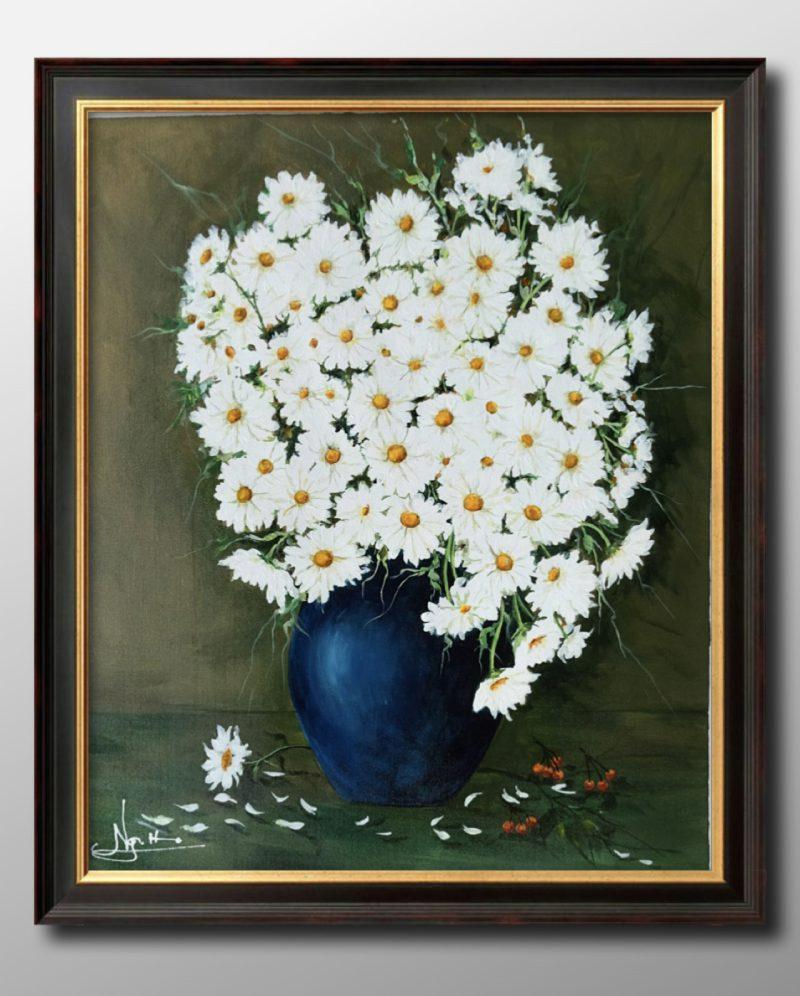 Tranh hoa cúc họa mi biểu tượng của sự trong sáng, thanh cao và tâm hồn thuần khiết