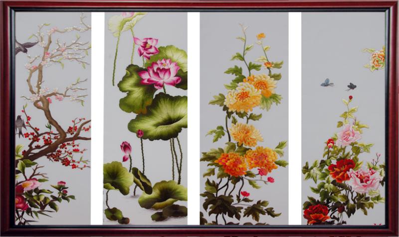 Tranh hoa cúc đào, sen, cúc, mẫu đơn hàm chứa sự thịnh vượng và trường tồn