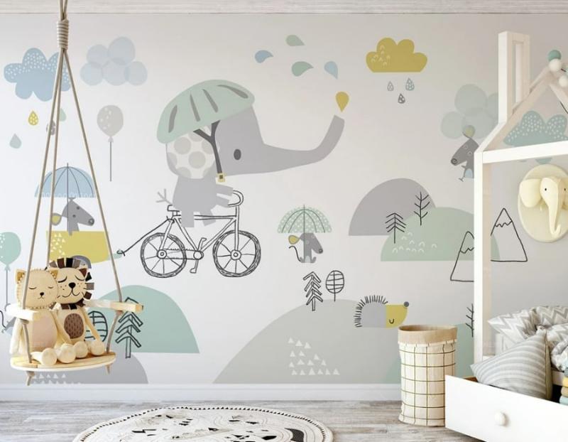 Tranh dán tường hoạt hình ngộ nghĩnh, kích thích trí tưởng tượng và sự sáng tạo cho phòng bé