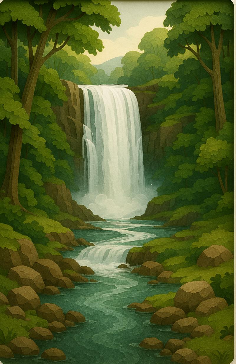 Tranh 3D nói về thác nước