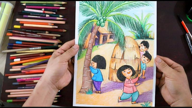 Dụng cụ vẽ tranh mùa thu hoạch