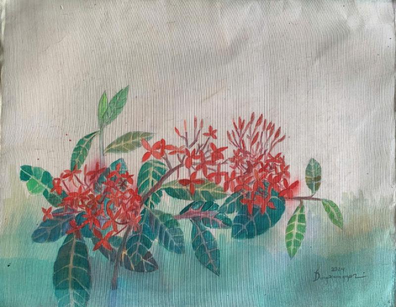 Tranh hoa Mẫu Đơn Mỹ Hồng