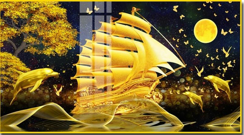 Mẫu tranh tráng gương Thuận Buồm Xuôi Gió